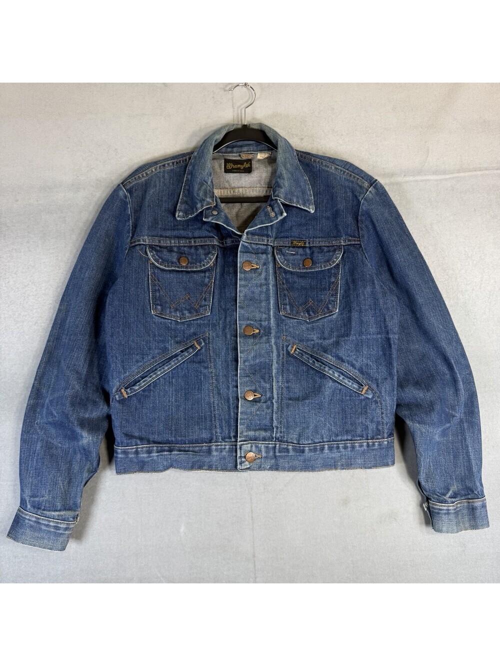 VTG 70s Wrangler Western Denim Jacket Mens 42 Blue Native Chief 126MJ USA